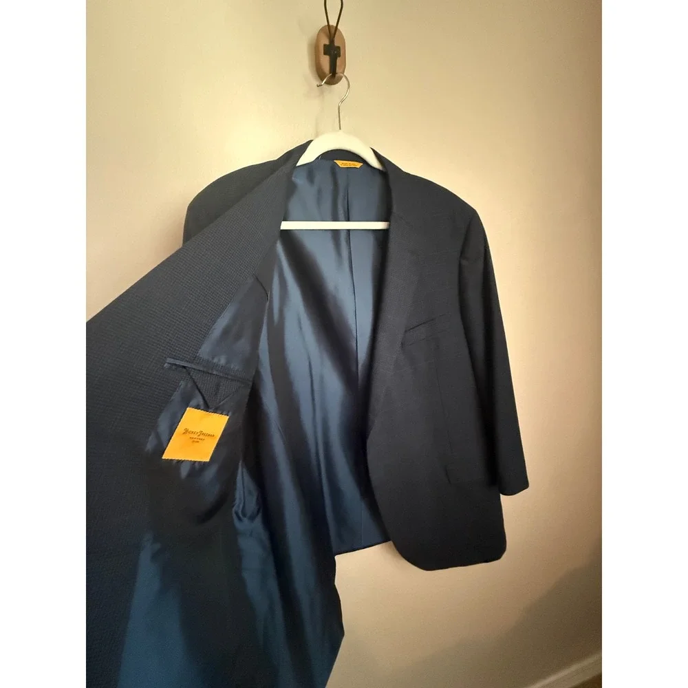 Hickey Freeman Sport Coat Mens 48 Reg Navy Blue Excellent Wool Beacon Blazer